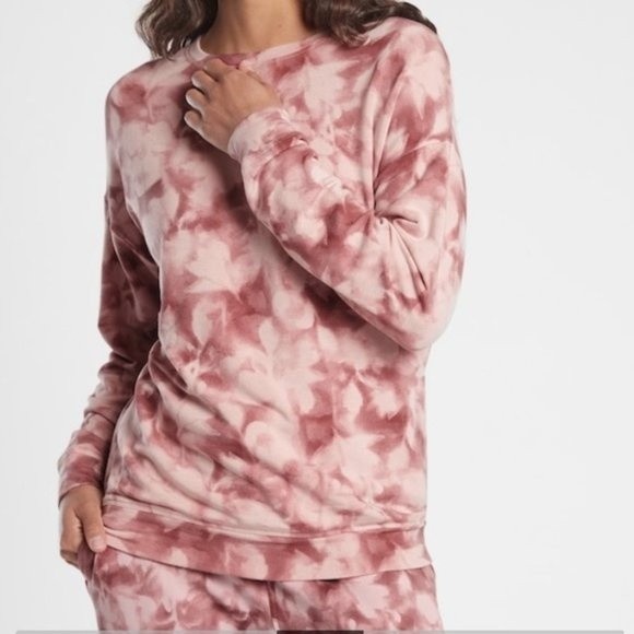 Athleta Tops - ATHLETA Sweatshirt Womens Medium Pink Tie Dye Studio to Street Print Crew
